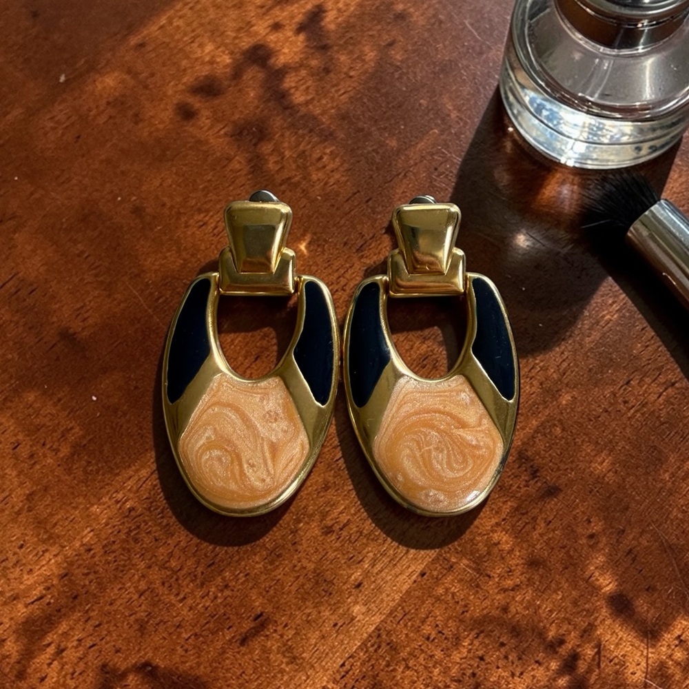 Vintage Gold and Black Earrings